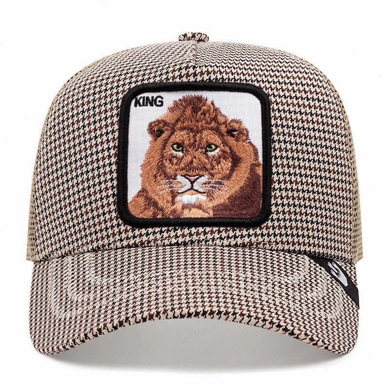 Wholesale Cotton and Linen Plaid Animal Baseball Caps