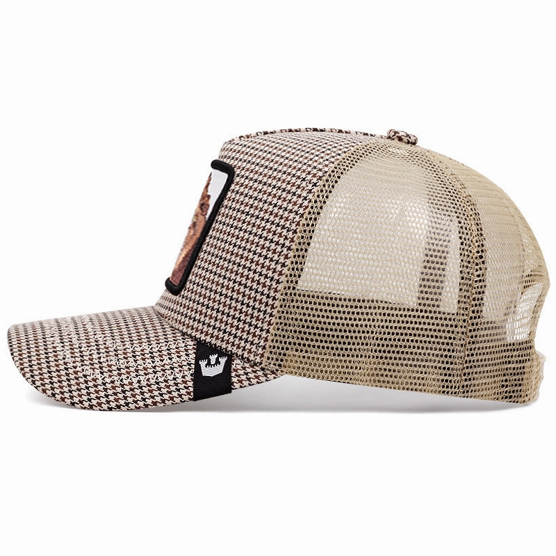 Wholesale Cotton and Linen Plaid Animal Baseball Caps