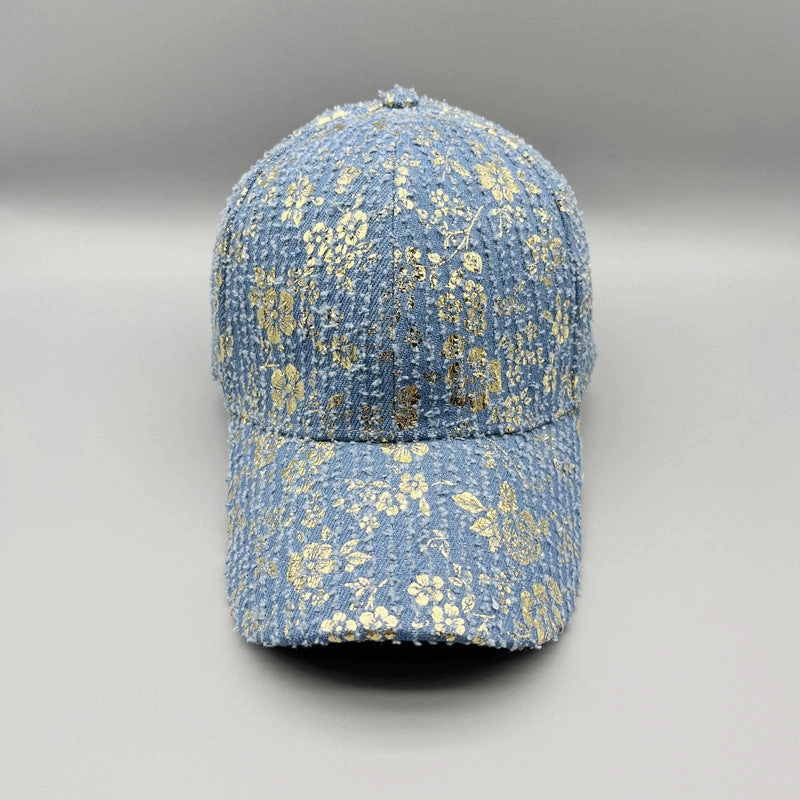 Wholesale Cotton Bronzing Flower Wide Brim Baseball Cap