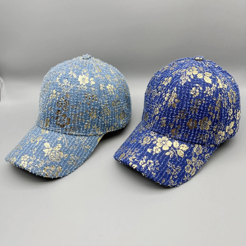 Wholesale Cotton Bronzing Flower Wide Brim Baseball Cap