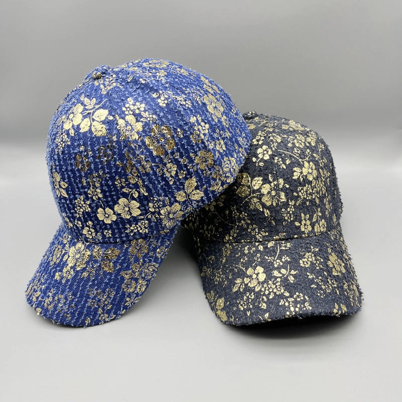 Wholesale Cotton Bronzing Flower Wide Brim Baseball Cap