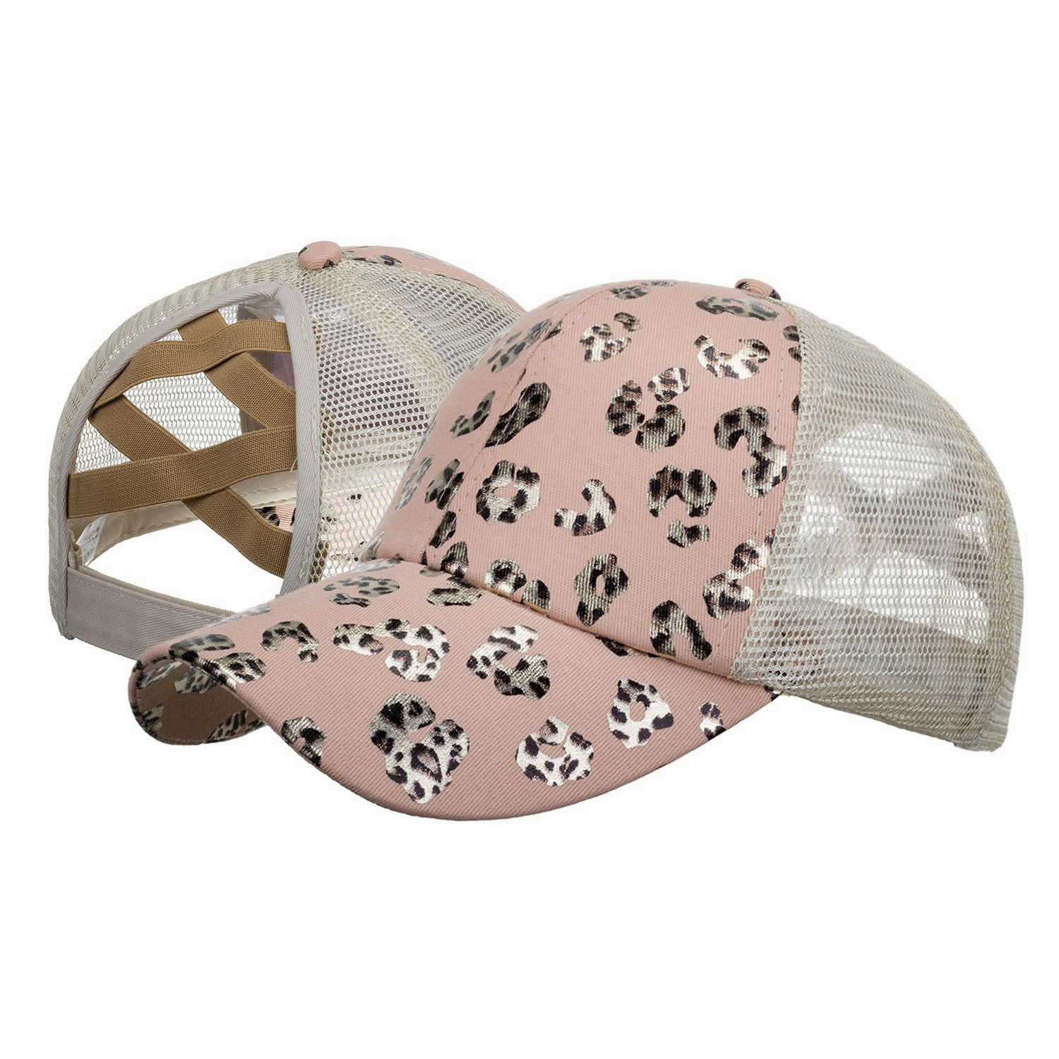 Wholesale Cotton Bronzing Leopard Print Ponytail Cap