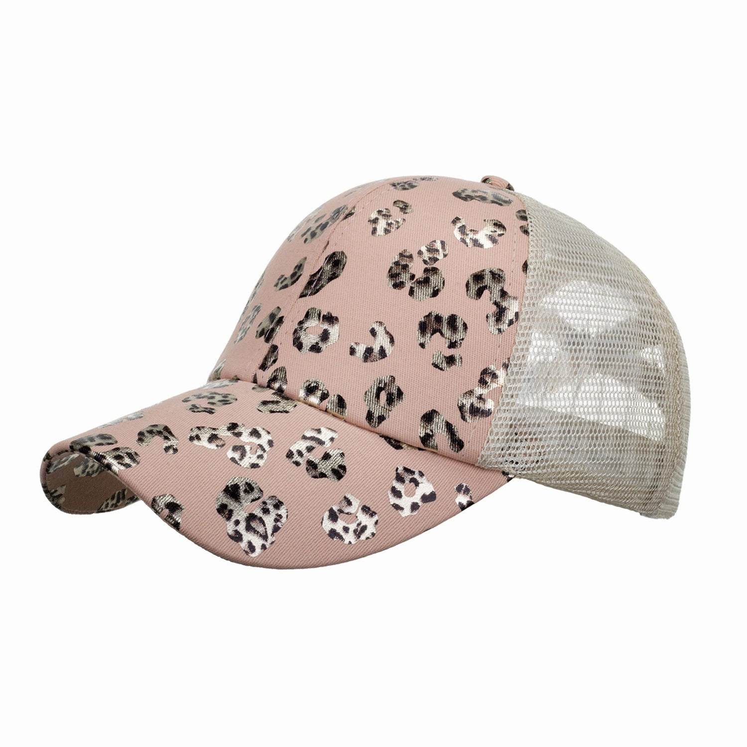 Wholesale Cotton Bronzing Leopard Print Ponytail Cap