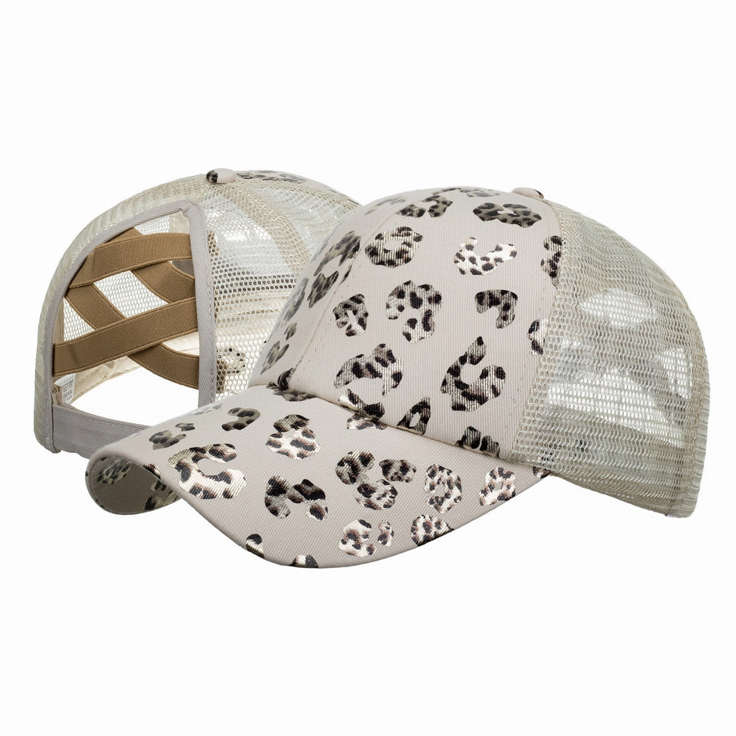 Wholesale Cotton Bronzing Leopard Print Ponytail Cap