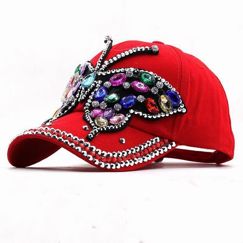 Wholesale Cotton Butterfly Diamond Baseball Cap