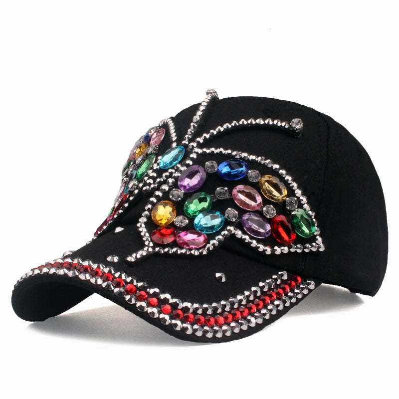 Wholesale Cotton Butterfly Diamond Baseball Cap
