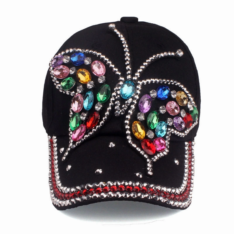 Wholesale Cotton Butterfly Diamond Baseball Cap