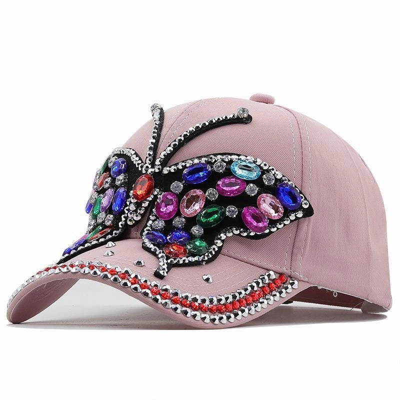 Wholesale Cotton Butterfly Diamond Baseball Cap