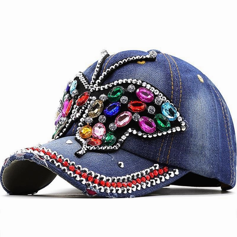 Wholesale Cotton Butterfly Diamond Baseball Cap