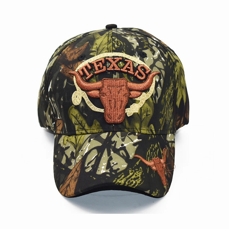 Wholesale Cotton Camouflage Bull Head Embroidery Baseball Cap