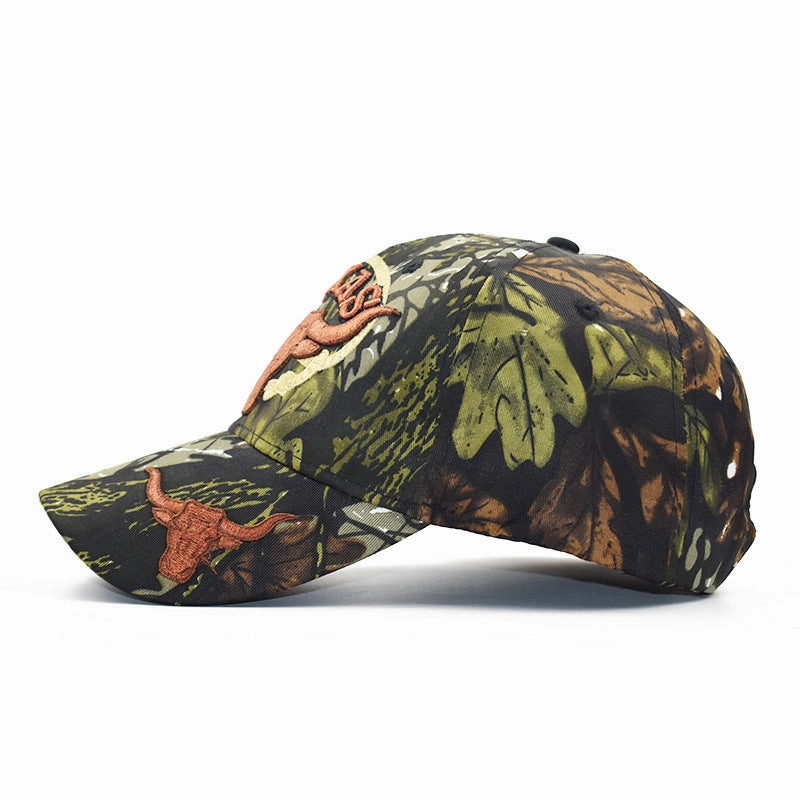 Wholesale Cotton Camouflage Bull Head Embroidery Baseball Cap