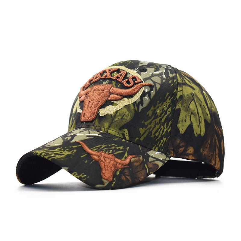 Wholesale Cotton Camouflage Bull Head Embroidery Baseball Cap