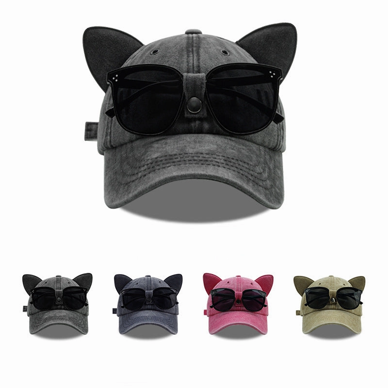 Wholesale Cotton Cat's Ears (Steamed Cat-ear Shaped Bread) Sunglasses Baseball Cap