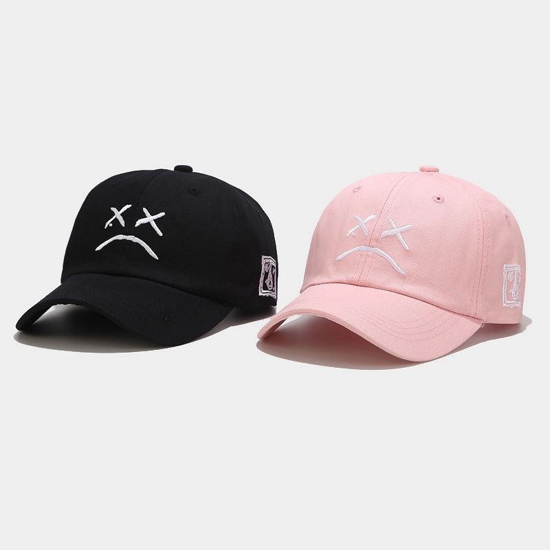 Wholesale Cotton Crying Face Embroidered Baseball Caps