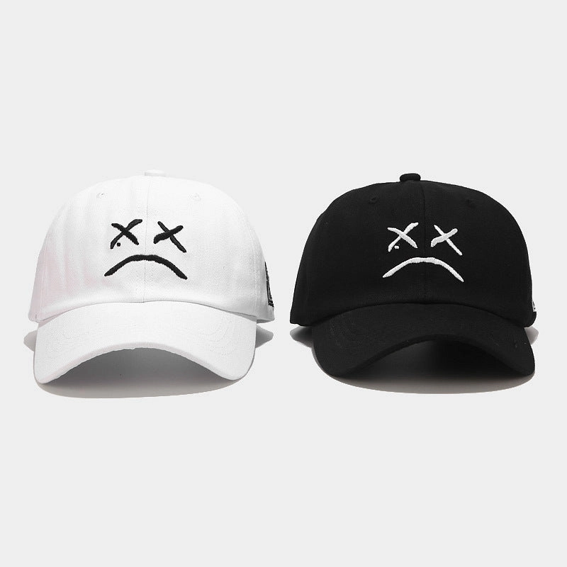 Wholesale Cotton Crying Face Embroidered Baseball Caps