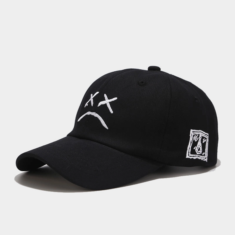 Wholesale Cotton Crying Face Embroidered Baseball Caps