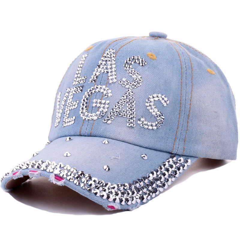 Wholesale Cotton Denim Letter Dot Diamond Baseball Cap