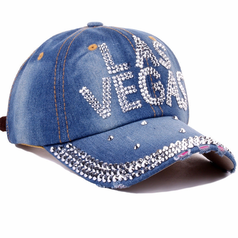 Wholesale Cotton Denim Letter Dot Diamond Baseball Cap