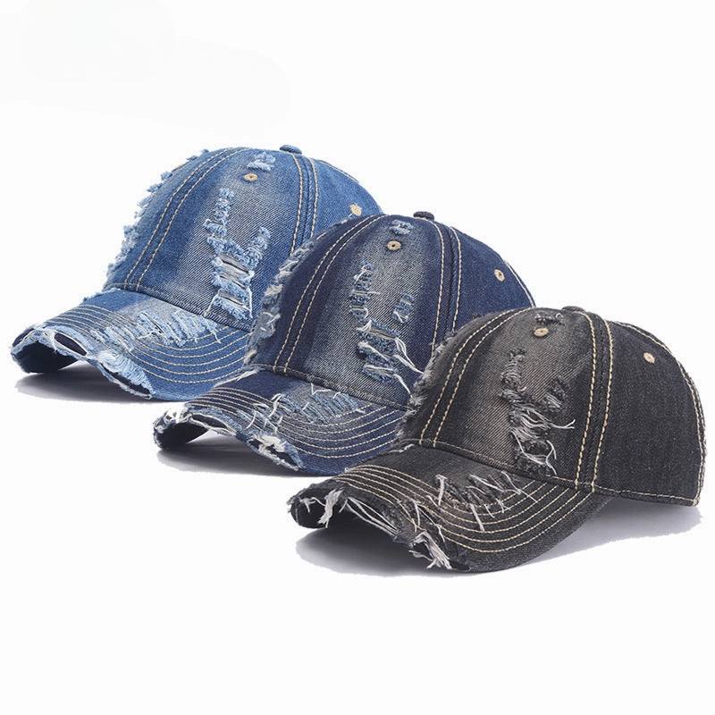 Wholesale Cotton Denim Ripped Baseball Cap