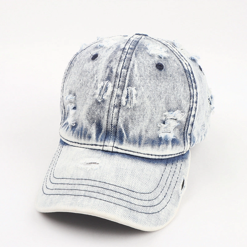 Wholesale Cotton Denim Worn Hole Baseball Cap