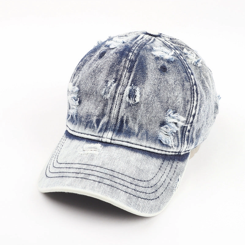 Wholesale Cotton Denim Worn Hole Baseball Cap