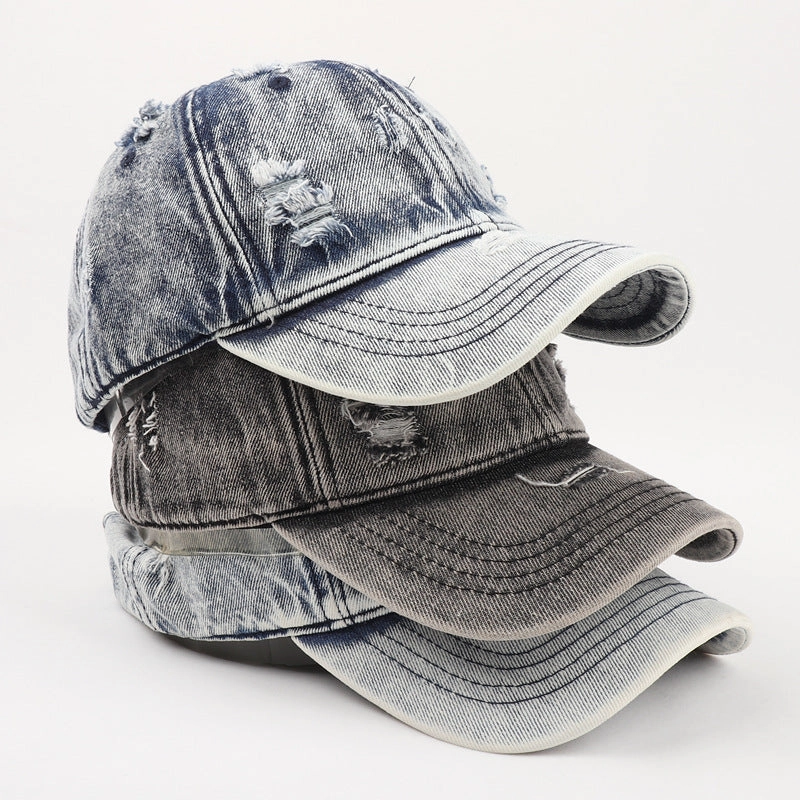 Wholesale Cotton Denim Worn Hole Baseball Cap