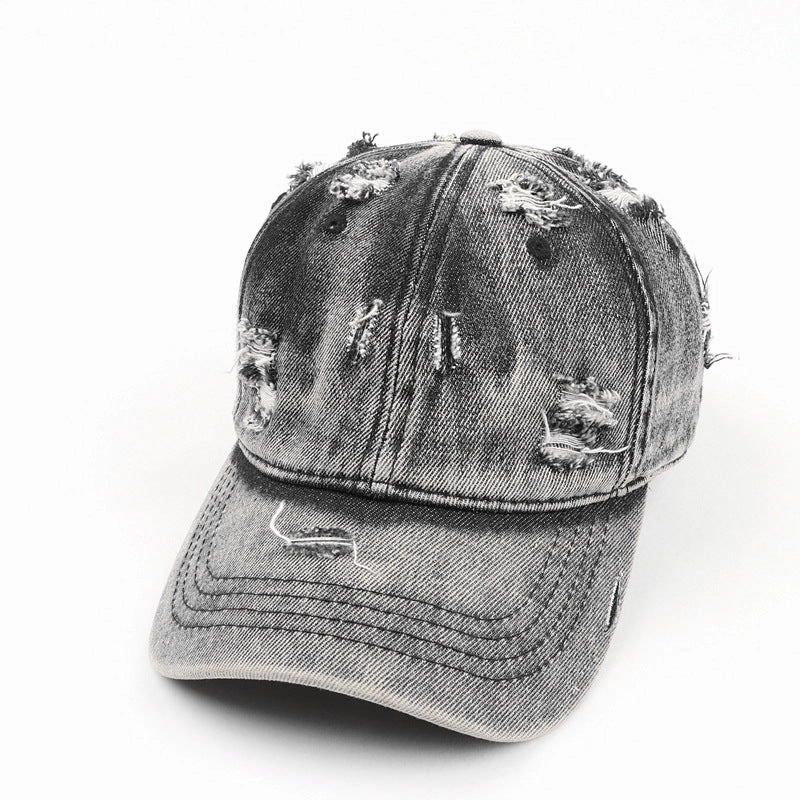 Wholesale Cotton Denim Worn Hole Baseball Cap