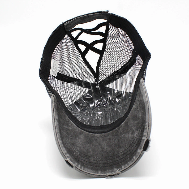 Wholesale Cotton Elastic Band Cross Horsetail Baseball Cap