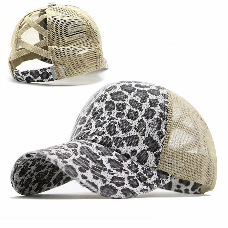 Wholesale Cotton Elastic Band Cross Horsetail Baseball Cap