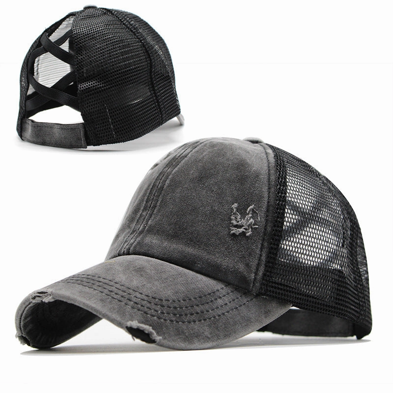 Wholesale Cotton Elastic Band Cross Horsetail Baseball Cap