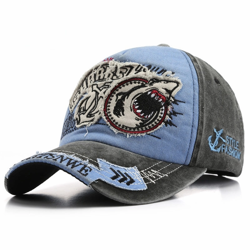 Wholesale Cotton Embroidered Shark Peaked Cap