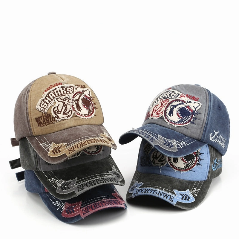 Wholesale Cotton Embroidered Shark Peaked Cap