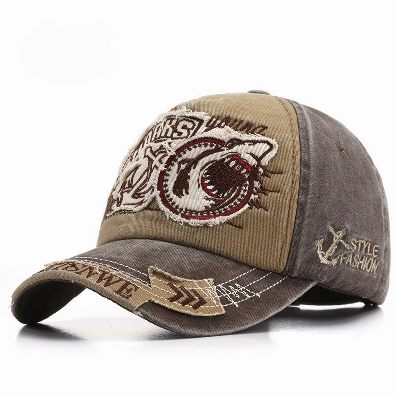 Wholesale Cotton Embroidered Shark Peaked Cap