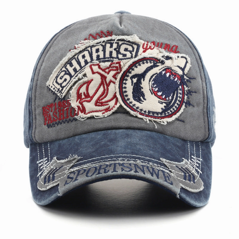 Wholesale Cotton Embroidered Shark Peaked Cap