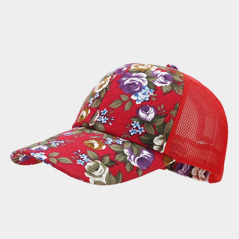 Wholesale Cotton Ethnic Flower Pattern Mosaic Mesh Baseball Cap