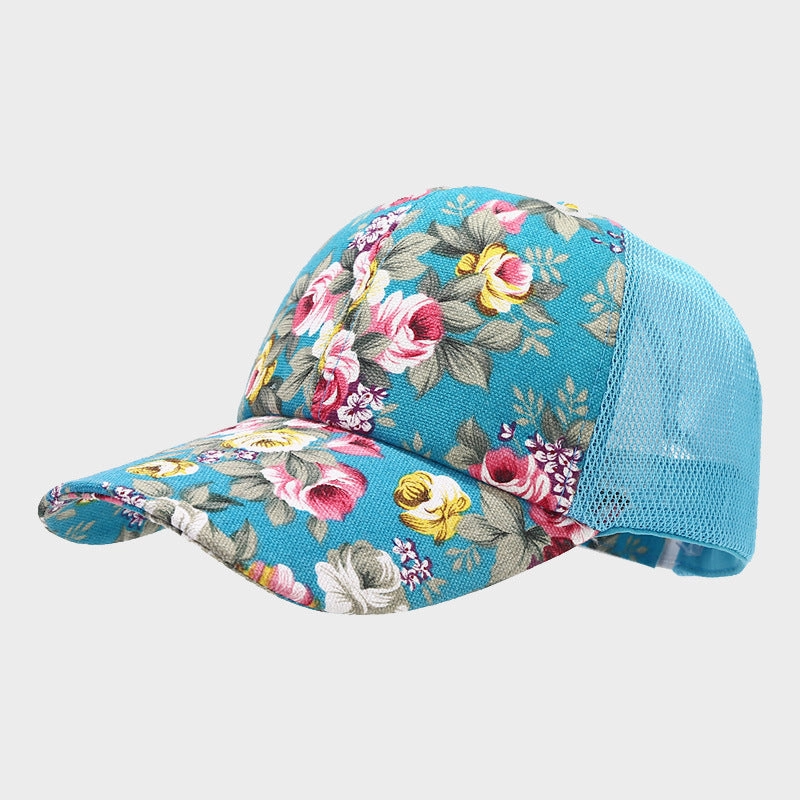Wholesale Cotton Ethnic Flower Pattern Mosaic Mesh Baseball Cap