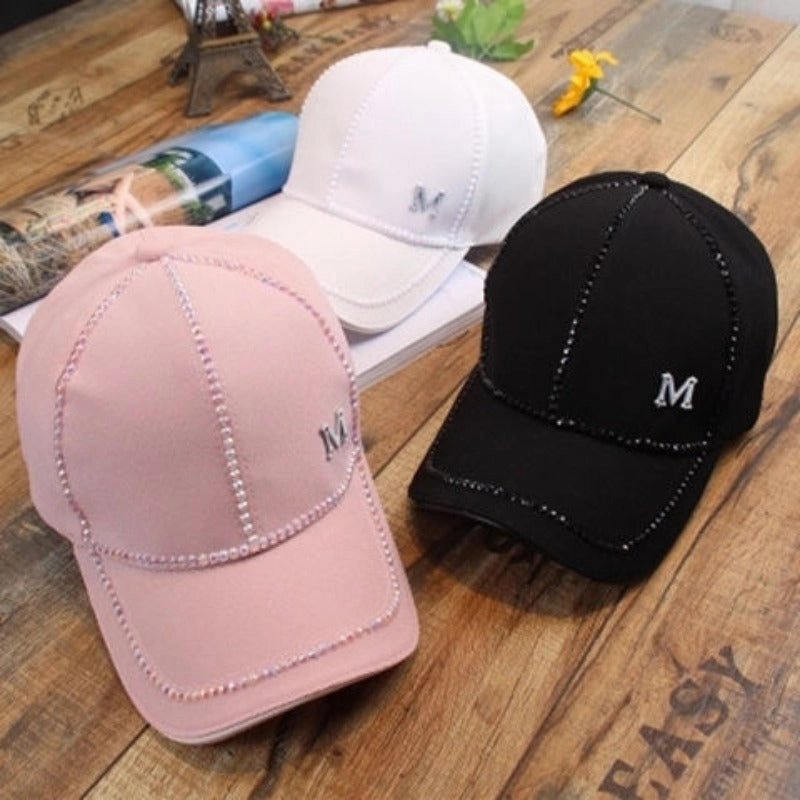 Wholesale Cotton Handmade Diamond Studded Baseball Caps
