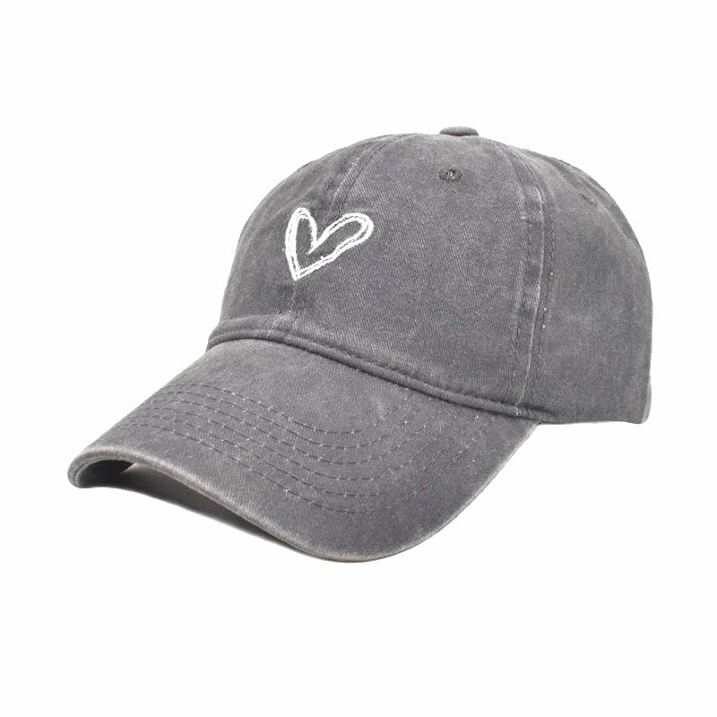 Wholesale Cotton Heart Embroidered Washed Baseball Cap