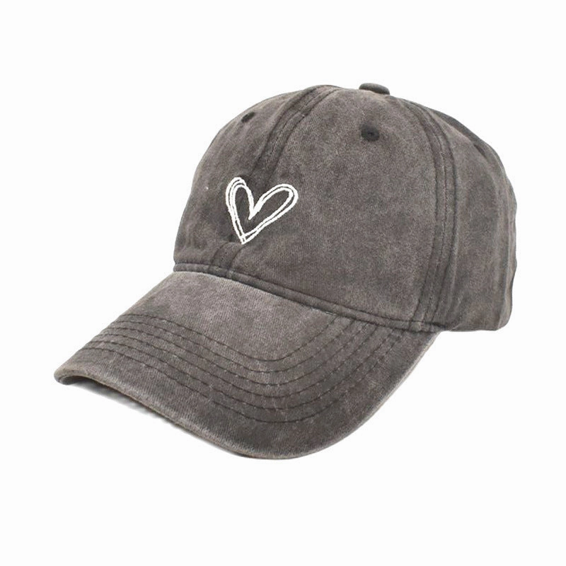 Wholesale Cotton Heart Embroidered Washed Baseball Cap