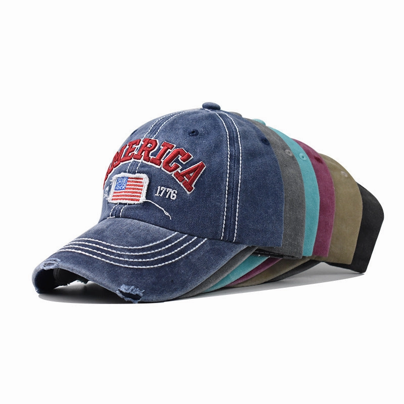 Wholesale Cotton Independence Day Flag Embroidered Baseball Cap