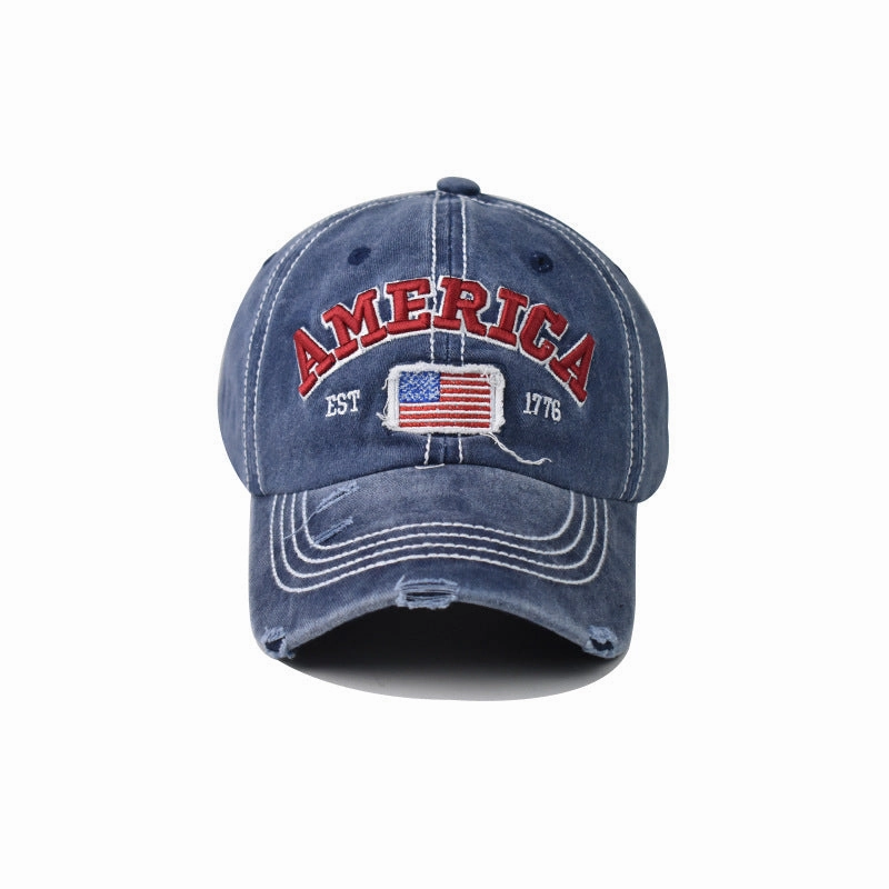 Wholesale Cotton Independence Day Flag Embroidered Baseball Cap