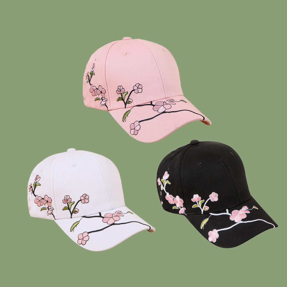 Wholesale Cotton Korean Style Embroidery Plum Blossom Baseball Cap