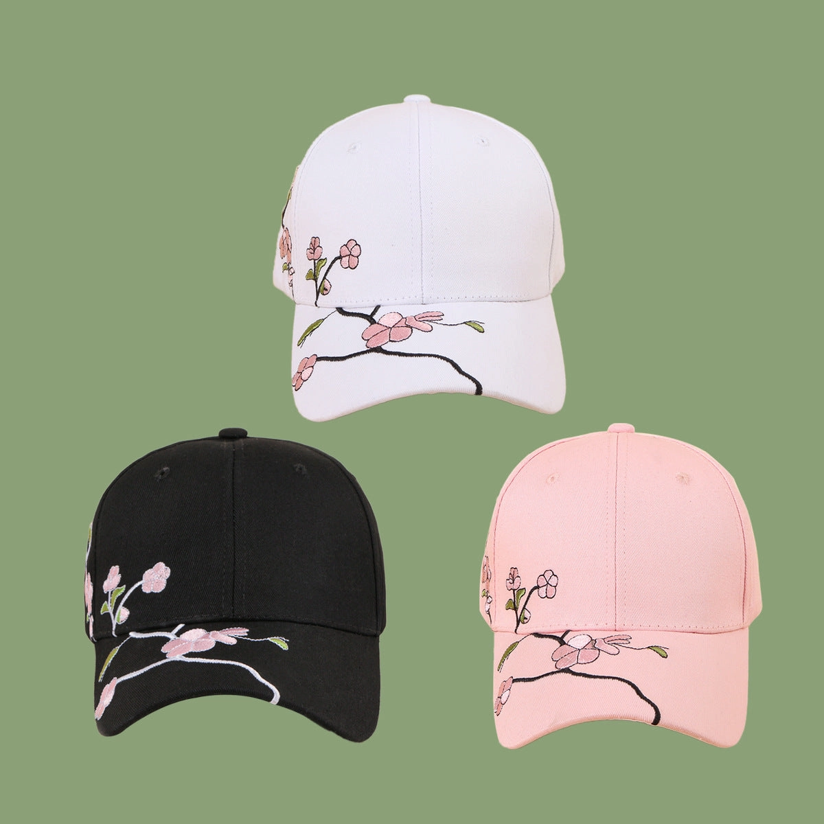 Wholesale Cotton Korean Style Embroidery Plum Blossom Baseball Cap