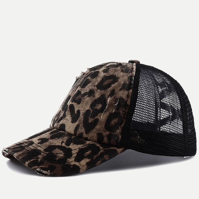 Wholesale Cotton Leopard Camouflage Ponytail Baseball Cap