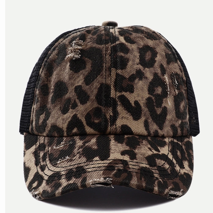 Wholesale Cotton Leopard Camouflage Ponytail Baseball Cap
