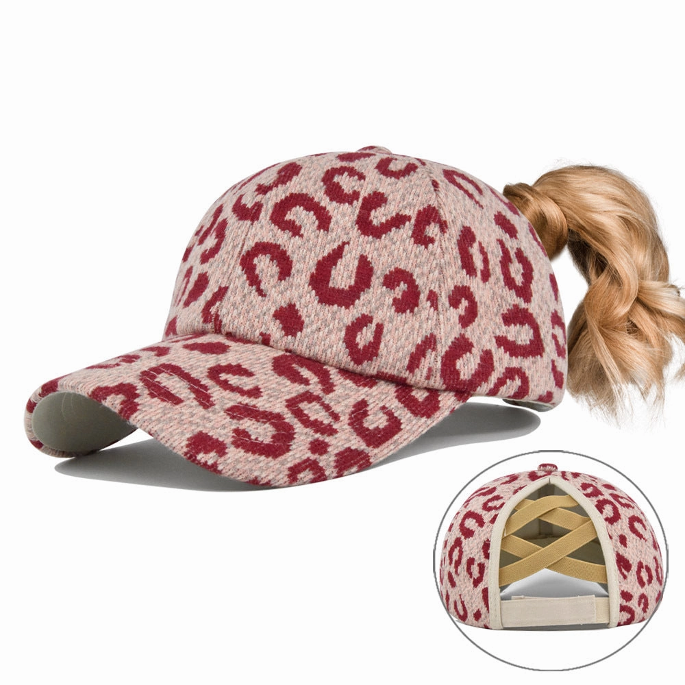 Wholesale Cotton Leopard Ponytail Hat