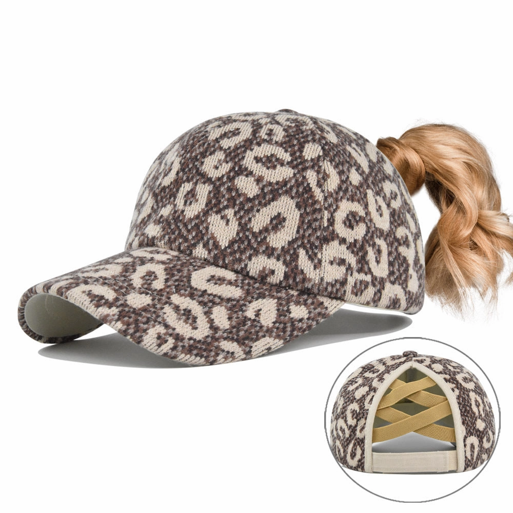 Wholesale Cotton Leopard Ponytail Hat