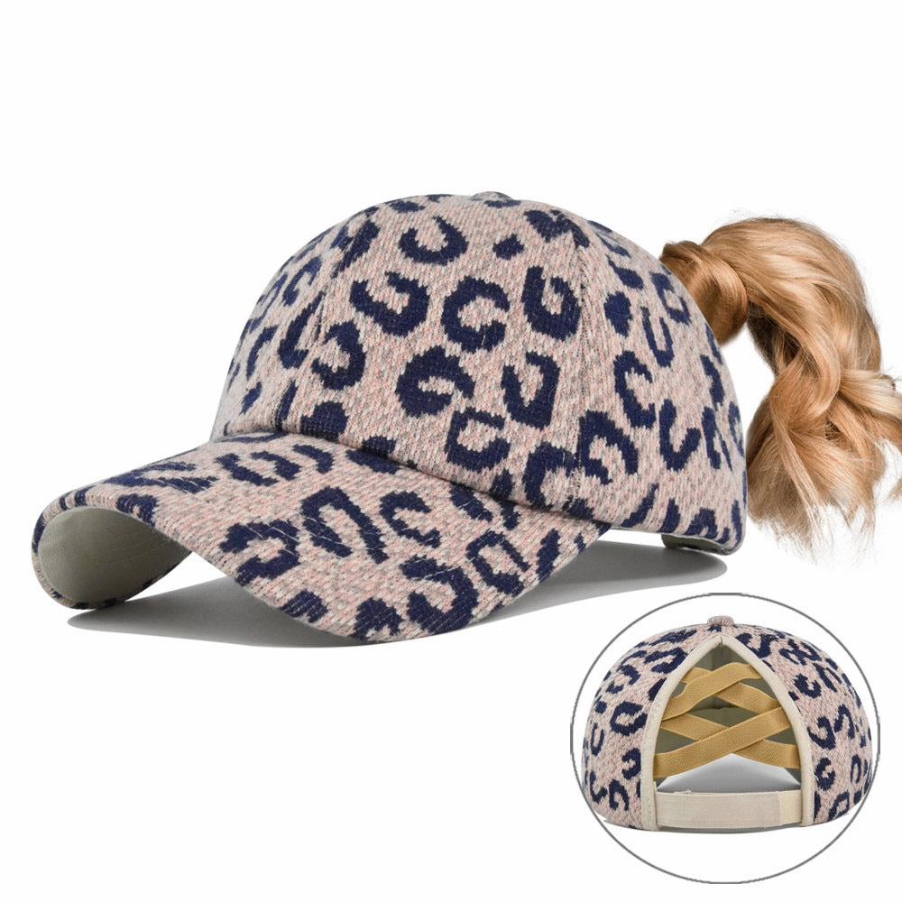 Wholesale Cotton Leopard Ponytail Hat