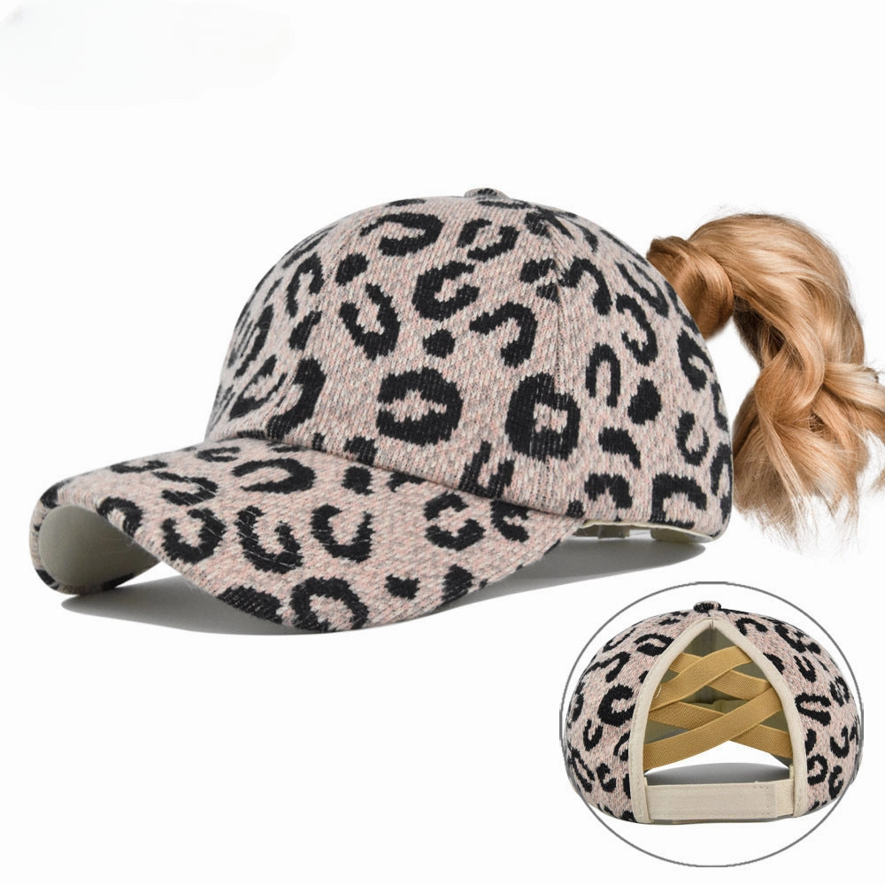 Wholesale Cotton Leopard Ponytail Hat