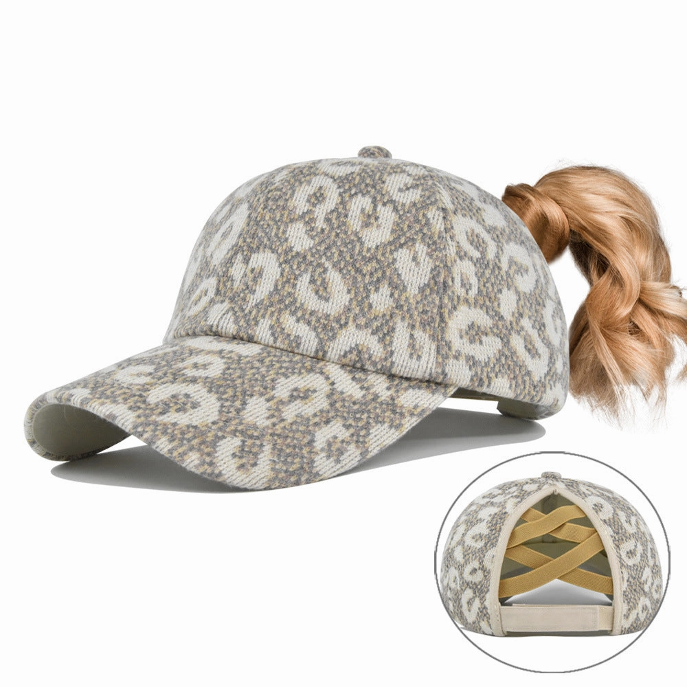 Wholesale Cotton Leopard Ponytail Hat